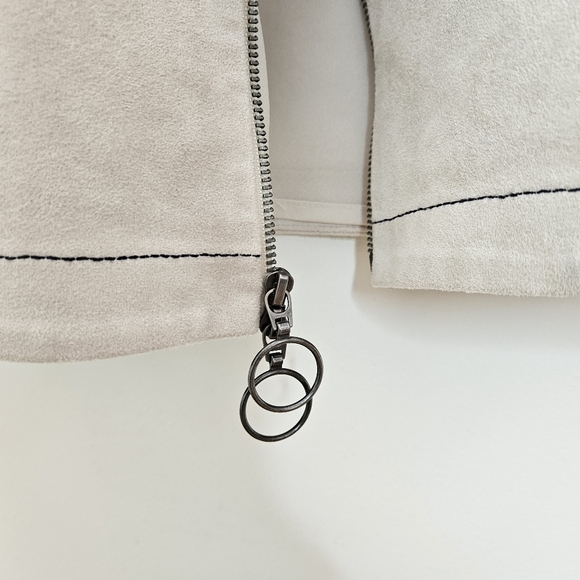 BCBGMAXAZRIA Alaina Cream Faux Suede Zip Mini Dress - Picture 4 of 7